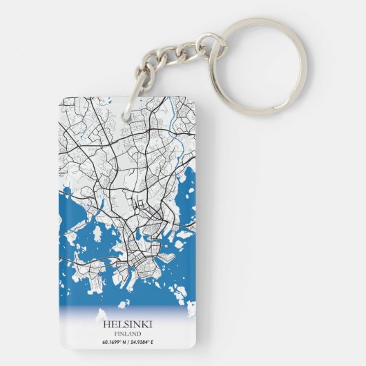Helsinki Finland: Stadskaartcoördinaten reizen Sleutelhanger (achterkant)