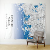 Helsinki Finland: Stadskaartcoördinaten reizen Wandkleed (In Situ (horizontaal))