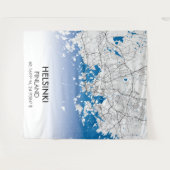 Helsinki Finland: Stadskaartcoördinaten reizen Wandkleed (Voorkant (horizontaal))