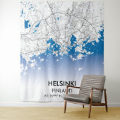 Helsinki Finland: Stadskaartcoördinaten reizen Wandkleed (In situ)