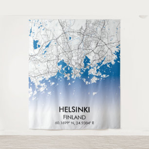 Helsinki Finland: Stadskaartcoördinaten reizen Wandkleed