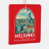 Helsinki Finland Travel Art Emblem Keramisch Ornament (Rechts)
