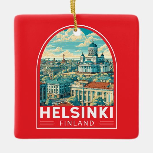 Helsinki Finland Travel Art Emblem Keramisch Ornament (Voorkant)