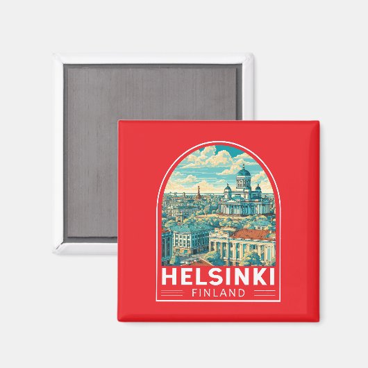 Helsinki Finland Travel Art Emblem Magneet (Voorkant / Achterkant)
