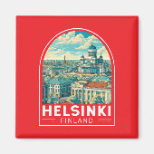 Helsinki Finland Travel Art Emblem Magneet (Voorkant)