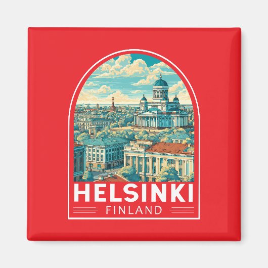 Helsinki Finland Travel Art Emblem Magneet (Voorkant)