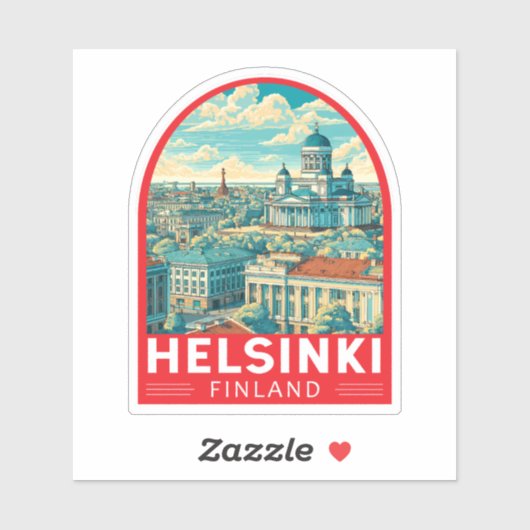Helsinki Finland Travel Art Emblem Sticker (Vel)