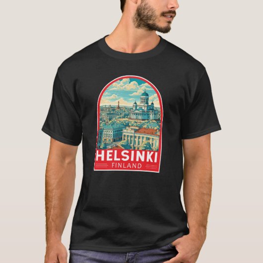 Helsinki Finland Travel Art Emblem T-shirt (Voorkant)