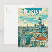 Helsinki Finland Travel Art Vintage Briefkaart (Voorkant / Achterkant)