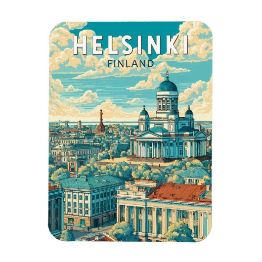 Helsinki Finland Travel Art Vintage Magneet (Verticaal)
