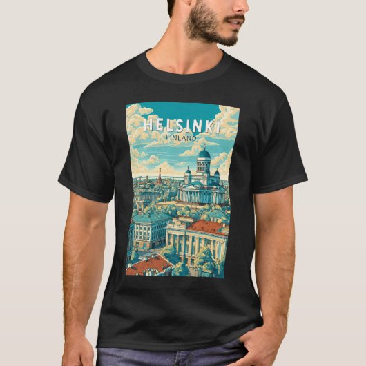 Helsinki Finland Travel Art Vintage T-shirt (Voorkant)