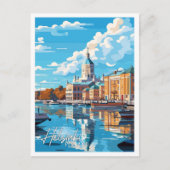 Helsinki Finland vintage reisillustratie Briefkaart (Voorkant)
