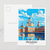 Helsinki Finland Vintage Travel Illustratie Briefkaart (Voorkant / Achterkant)