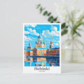 Helsinki Finland Vintage Travel Illustratie Briefkaart (Staand voorkant)