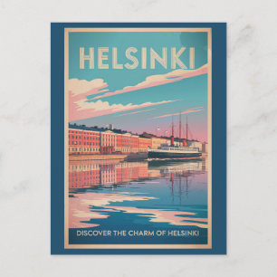 Helsinki Finland Waterfront Reis Kunst Vintage Briefkaart