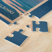 Helsinki Finland Waterfront Reis Kunst Vintage Legpuzzel (Zijkant)