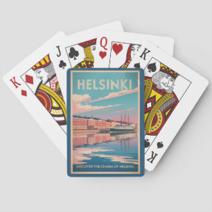Helsinki Finland Waterfront Reis Kunst Vintage Pokerkaarten