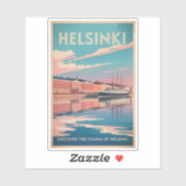 Helsinki Finland Waterfront Travel Art Vintage Sticker (Vel)