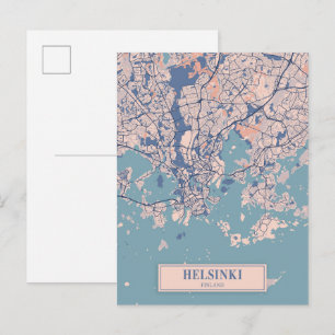 Helsinki Finland Winderige Stadkaart Reizen Briefkaart