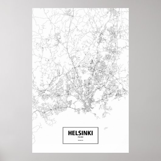 Helsinki, Finland (zwart op wit) Poster (Voorkant)