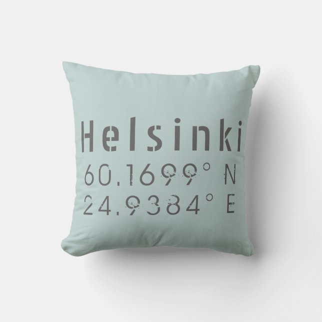 Helsinki Latitude Longitude Kussen (Voorkant)