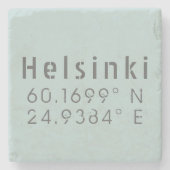 Helsinki Latitude Longitude Stenen Onderzetter (Voorkant)