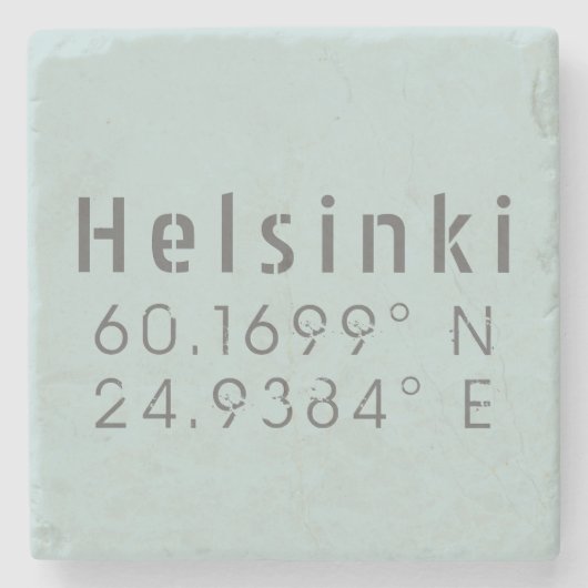 Helsinki Latitude Longitude Stenen Onderzetter (Voorkant)