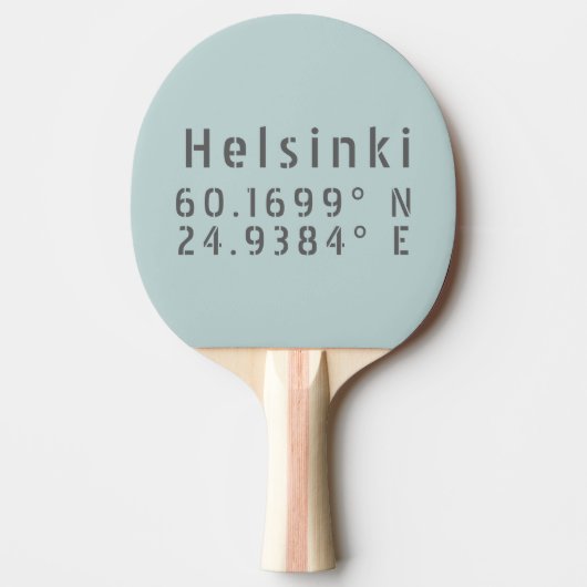 Helsinki Latitude Longitude Tafeltennisbatje (Voorkant)