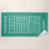 Helsinki Metro Stations aangepaste naam & kleur Strandlaken (Voorkant)