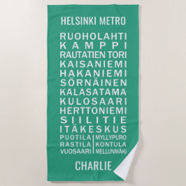 Helsinki Metro Stations aangepaste naam & kleur Strandlaken