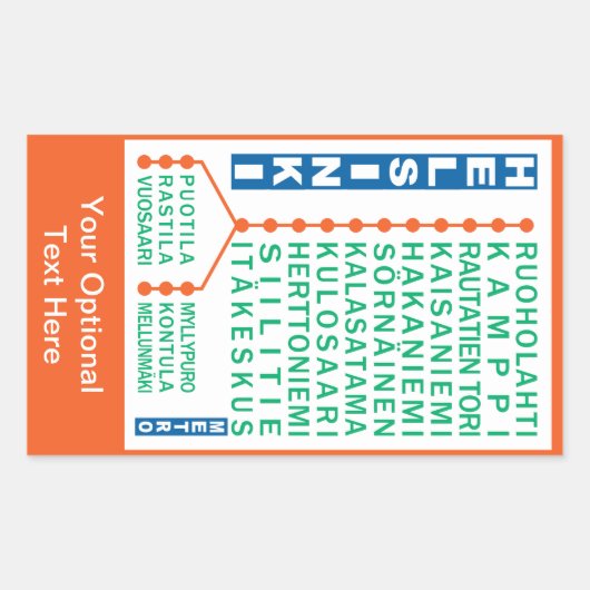 Helsinki Metro Stations aangepaste stickers (Voorkant)