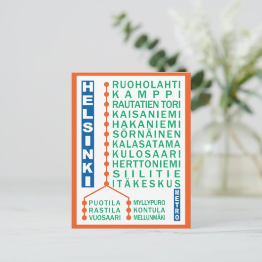 Helsinki Metro Stations briefkaart (Staand voorkant)