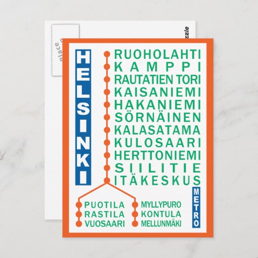 Helsinki Metro Stations briefkaart (Voorkant / Achterkant)