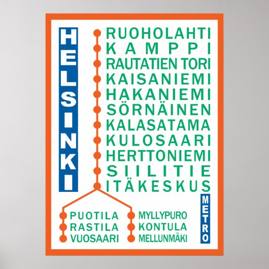 Helsinki Metro Stations poster (Voorkant)