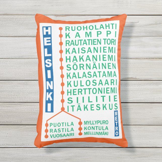 Helsinki Metro Stations werpen kussen (Voorkant (verticaal))