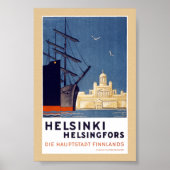 Helsinki Oude Reisposter Gerestaureerd Poster (Voorkant)