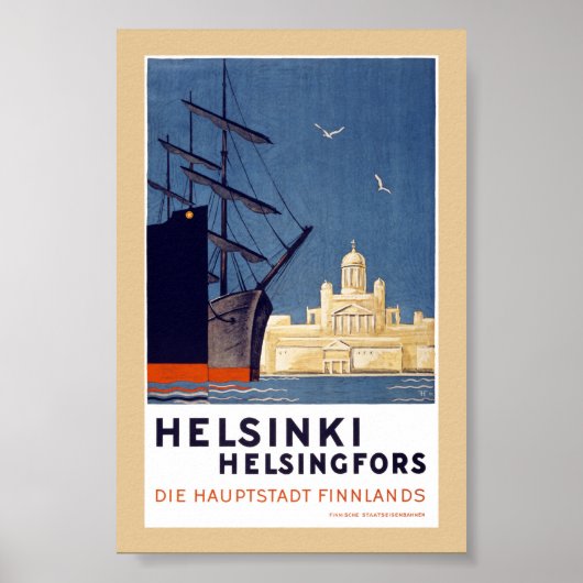 Helsinki Oude Reisposter Gerestaureerd Poster (Voorkant)