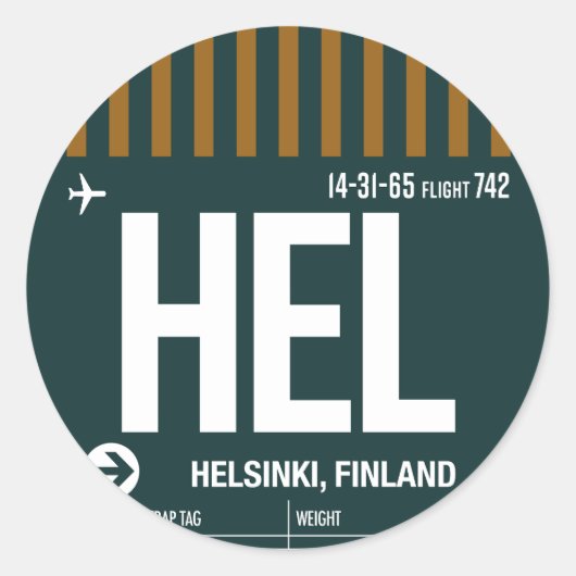 Helsinki - Reis Tag Ronde Sticker (Voorkant)