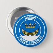 Helsinki Round Emblem Ronde Button 7,6 Cm (Voorkant /achterkant)
