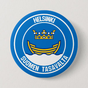 Helsinki Round Emblem Ronde Button 7,6 Cm
