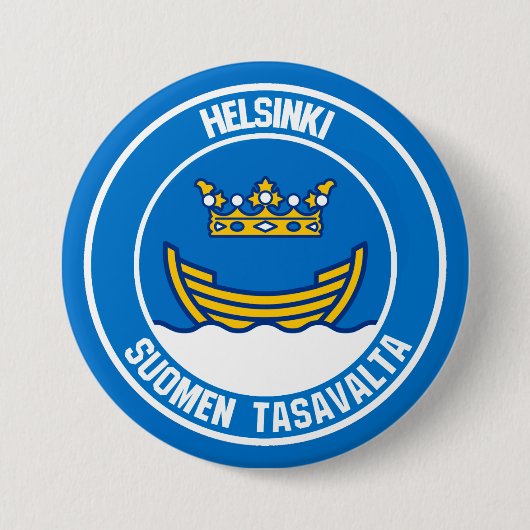 Helsinki Round Emblem Ronde Button 7,6 Cm (Voorkant)