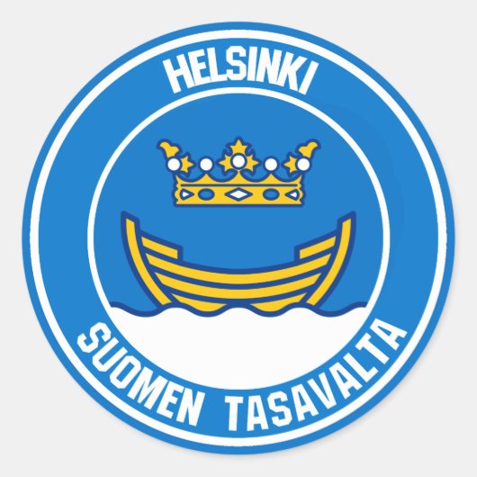 Helsinki Round Emblem Ronde Sticker (Voorkant)