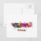 Helsinki skyline in watercolor briefkaart (Voorkant / Achterkant)