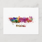 Helsinki skyline in watercolor briefkaart (Voorkant)