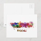 Helsinki-skyline in waterverf briefkaart (Voorkant / Achterkant)