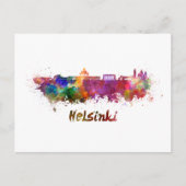 Helsinki-skyline in waterverf briefkaart (Voorkant)