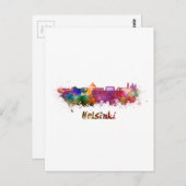 Helsinki-skyline in waterverf briefkaart (Voorkant / Achterkant)