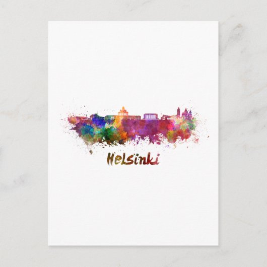 Helsinki-skyline in waterverf briefkaart (Voorkant)