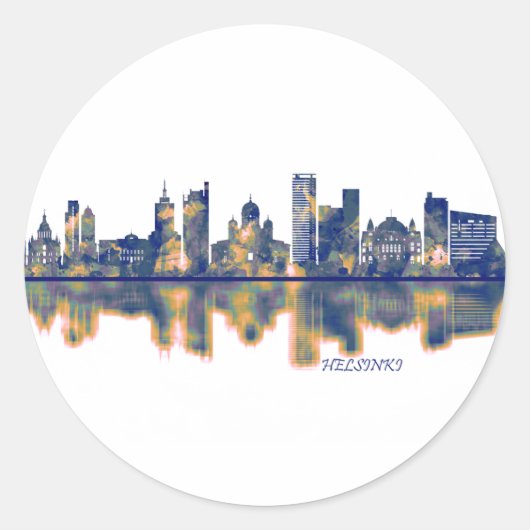 Helsinki Skyline Ronde Sticker (Voorkant)