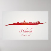 Helsinki skyline rood poster (Voorkant)